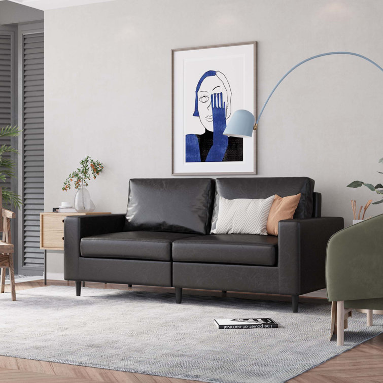 Latitude Run® 75.2'' Vegan Leather Sofa Wayfair Canada